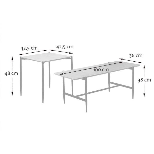 Couchtische JESSIE 2er Set Braun - Holzwerkstoff - 40 x 38 x 100 cm