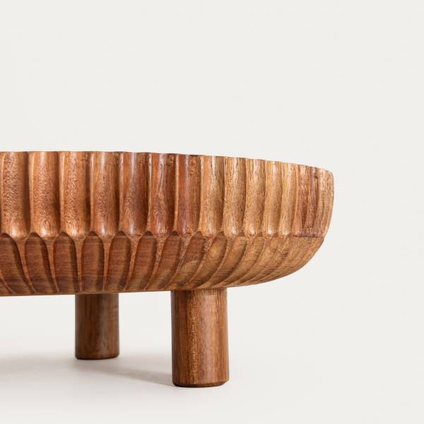 Servierteller RILLET Braun - Holz teilmassiv - 26 x 9 x 26 cm