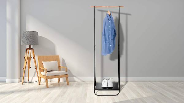 Kleiderständer Olivera Schwarz - Holzwerkstoff - Metall - 54 x 141 x 45 cm