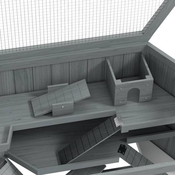 Kleintierstall BB7141 Grau - Massivholz - 65 x 19 x 126 cm
