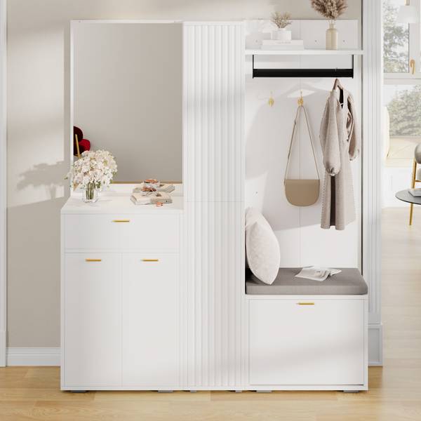 Kledingkastset LucyDiana wit - plaatmateriaal op houtbasis - 36 x 180 x 150 cm