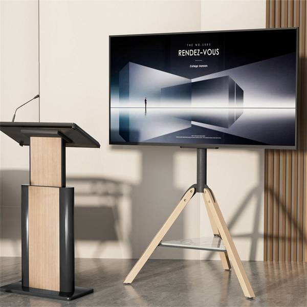 Support TV Aetheris Noir - Bois manufacturé - Métal - 90 x 130 x 90 cm