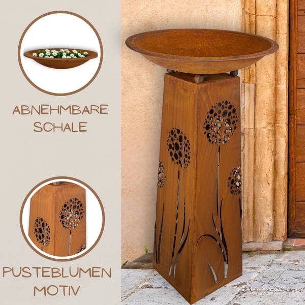 Pusteblume Gartensäule Pflanzschale Braun - Stahl - 60 x 113 x 60 cm