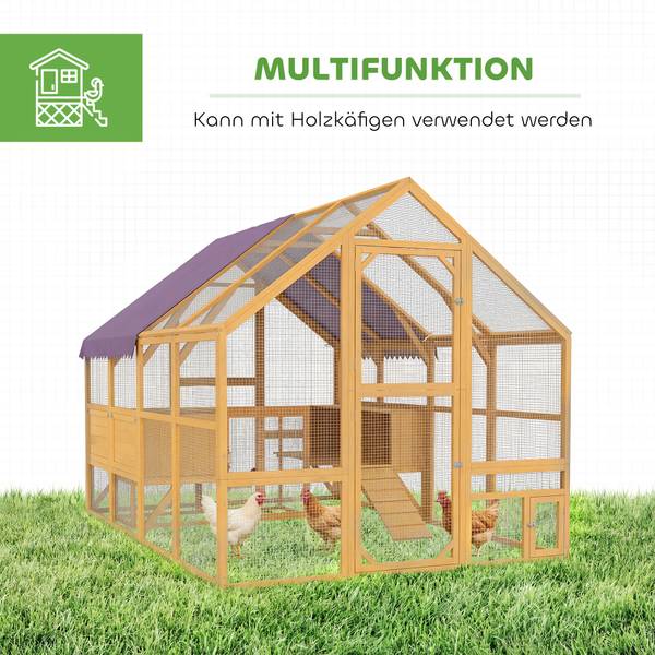 Kippenhok D51-407V00YL geel - massief hout - 186 x 188 x 280 cm