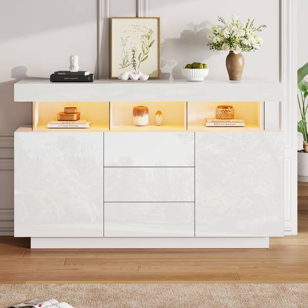 Sideboard Rezer Weiß - Holzwerkstoff - 140 x 80 x 35 cm