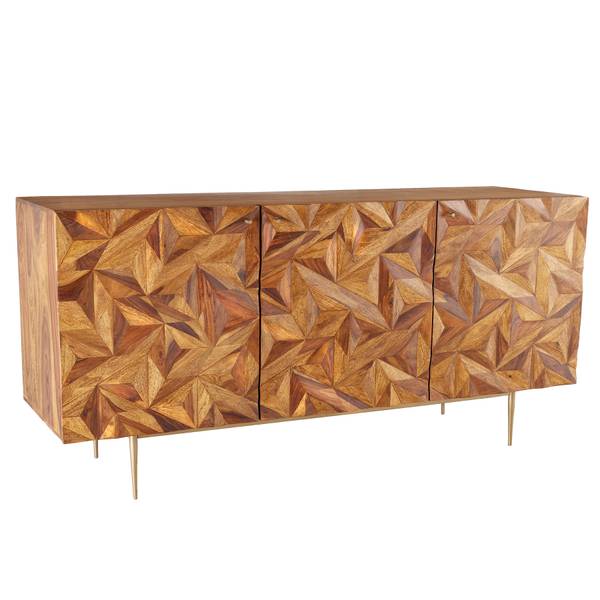 Sideboard ALPINE Braun - Gold - Sheesham - 145 x 73 x 43 cm