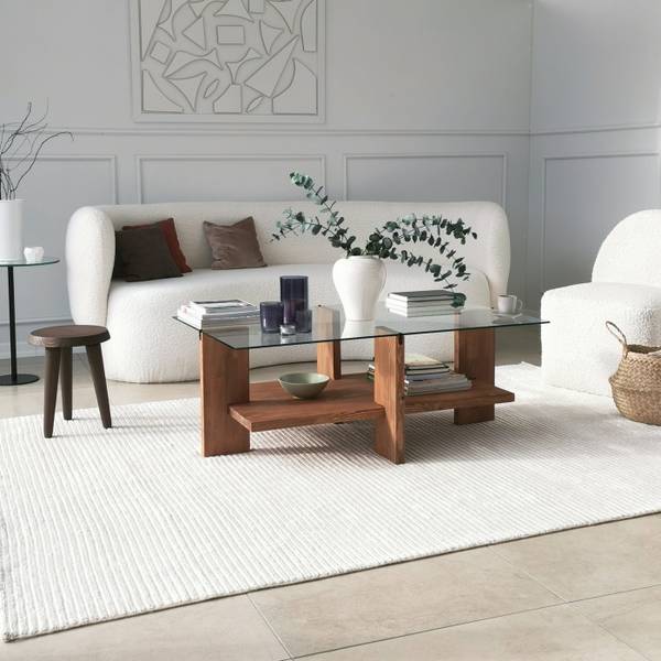 Salontafel Babylon beige - glas - 60 x 40 x 105 cm