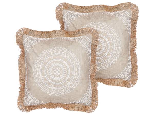 Dekokissen 2er Set GERANIUM Beige - Weiß