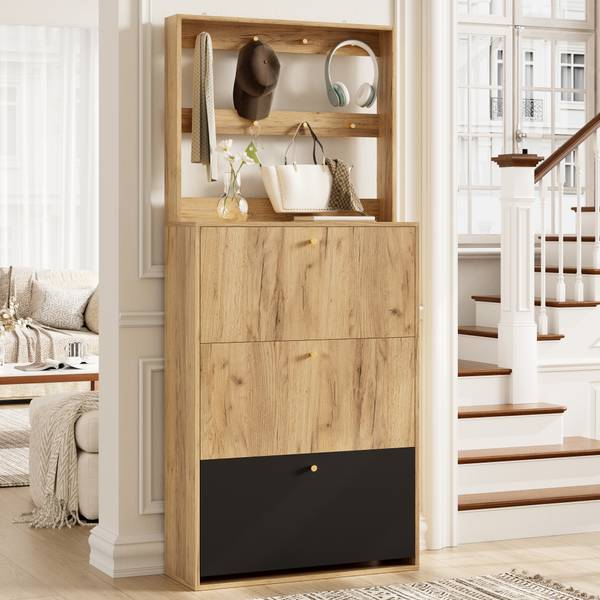 Garderobenset MUHEJi31 Braun - Holzwerkstoff - 24 x 180 x 75 cm