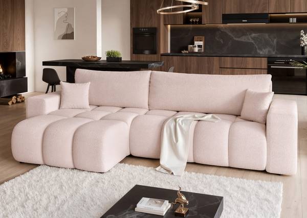 Polsterecksofa OFI mit Schlaffunktion Pink - Holzwerkstoff - 278 x 79 x 145 cm