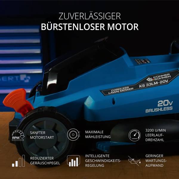 Akku-Rasenmäher KS 33LM-20V Blau - Kunststoff - 41 x 33 x 69 cm