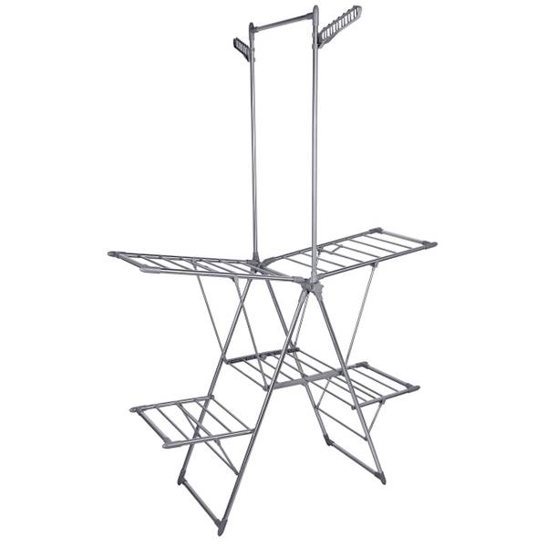 Klappbarer Wäscheständer aus Edelstahl Silber - Metall - Kunststoff - 137 x 201 x 57 cm