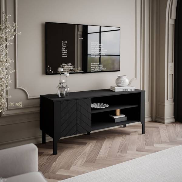 TV-Lowboard LUMI 135 cm Schwarz