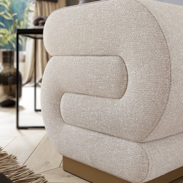 Fußbank Sally Beige - Baumwollstoff - Polyester - Polyethylen - 40 x 42 x 42 cm