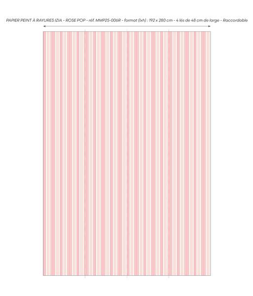 Tapete mit Streifen Izia Pink - Papier - 192 x 280 x 192 cm
