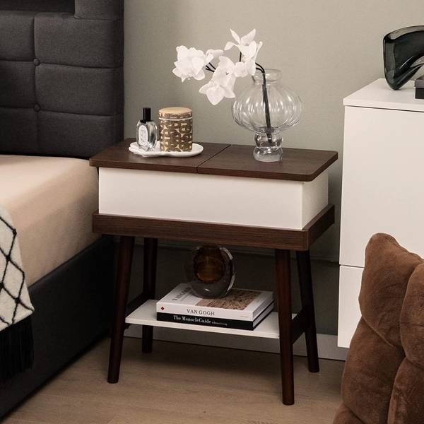 Beistelltisch mit klappbarer Tischplatte Braun - Holzwerkstoff - 30 x 60 x 60 cm