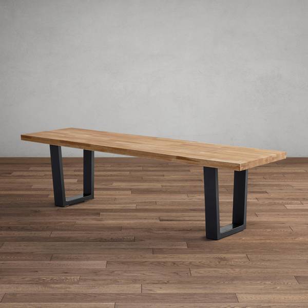 Sitzbank KAYLA Schwarz - Braun - Eiche - Eisen - 175 x 46 x 45 cm