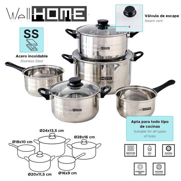 Geschirr WH15673 7er Set Grau - Metall - 32 x 23 x 59 cm
