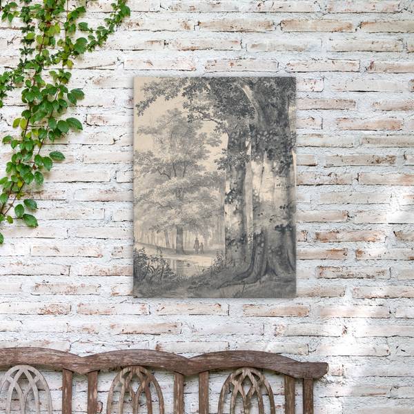 Leinwandbild Waldspaziergang Grau - Baumwollstoff - 50 x 70 x 1 cm