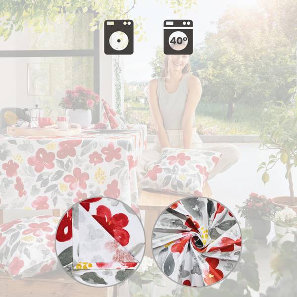 Tischdecke 207767 Grau - Rot - Tiefe: 170 cm