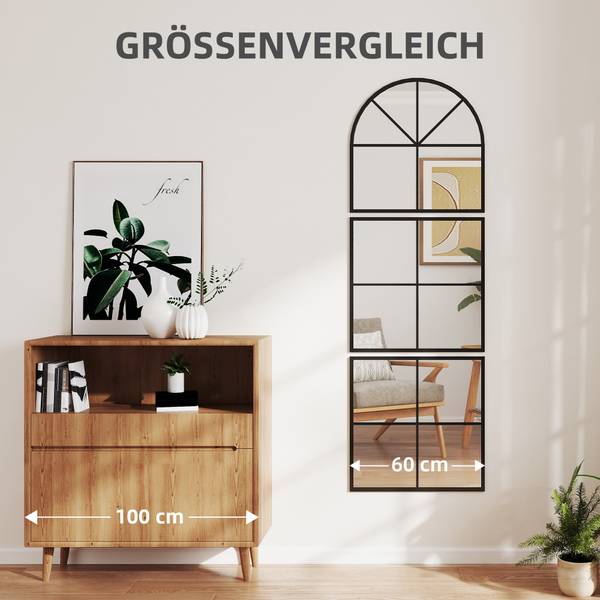 Wandspiegel 83C-009V00BK Schwarz - Glas - 2 x 180 x 60 cm