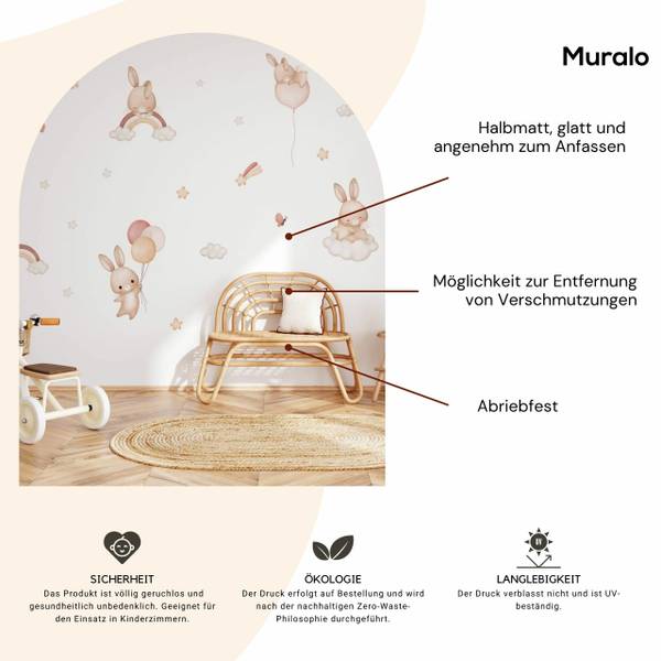 Sticker Häschen mit Regenbogen 26‑er Set 120 x 60 x 60 cm