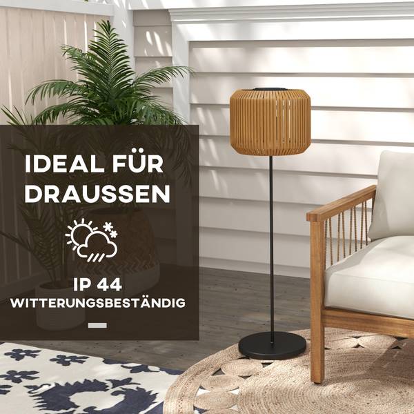 Rattan Solarleuchte 867-152V00YL Gelb - Stahl - Polyethylen - 34 x 130 x 34 cm