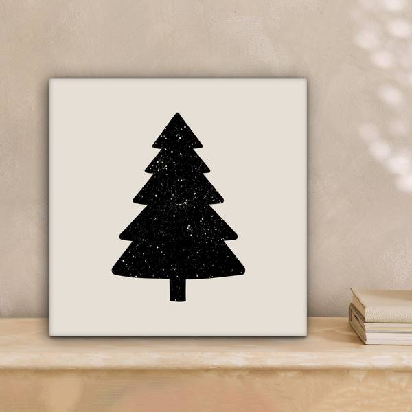 LEINWANDBILD Weihnachtsbaum Schwarz - Baumwollstoff - 20 x 20 x 2 cm