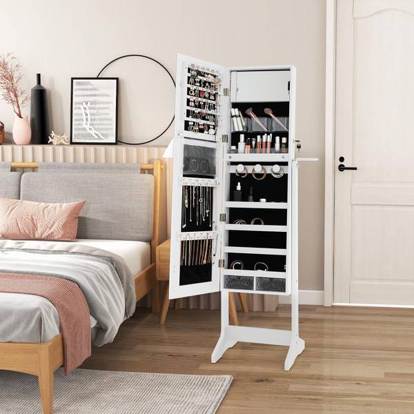 Schmuckschrank stehend Weiß - Holzwerkstoff - 37 x 156 x 41 cm