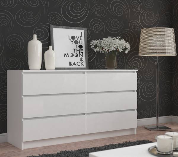 Kommode Almina Weiß - Holzwerkstoff - 160 x 77 x 40 cm