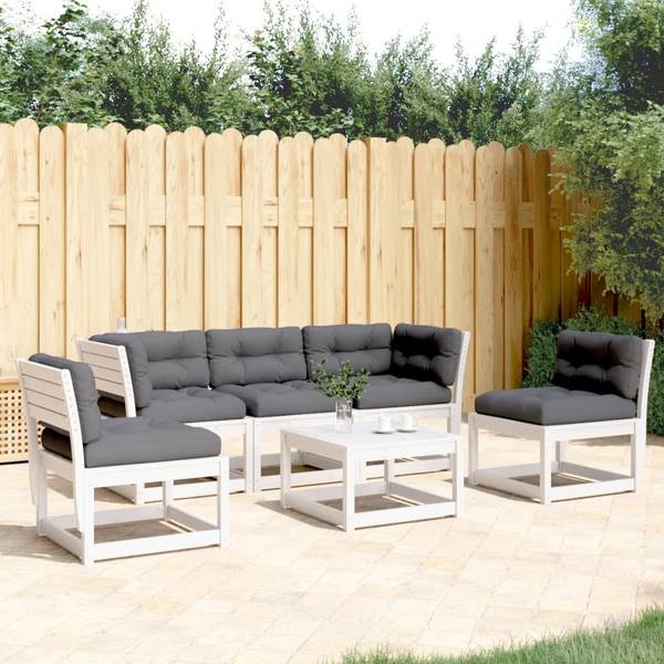 Garten-Lounge-Set 3034115-2 (5-teilig) Weiß - Polyester - Kiefer - 63 x 78 x 73 cm