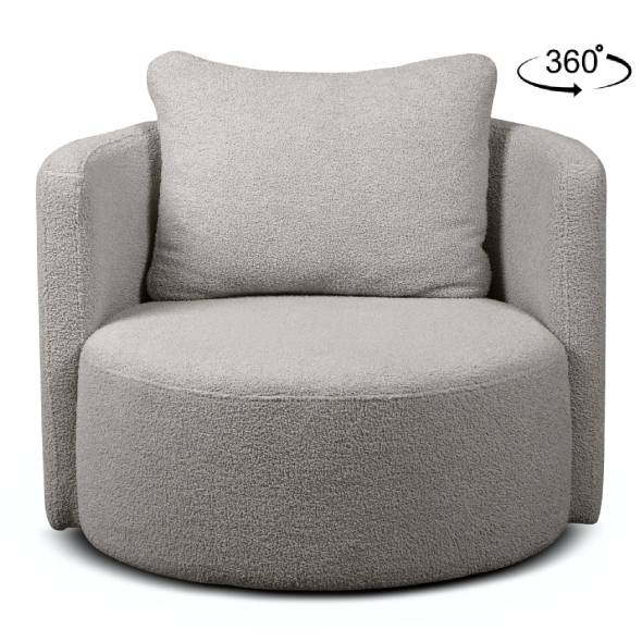 Fauteuil met voetenbank RAGGI lichtgrijs