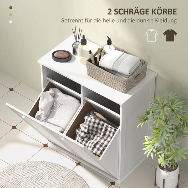 Wäscheschrank 834-797V90WT Weiß - Holzwerkstoff - 38 x 73 x 70 cm
