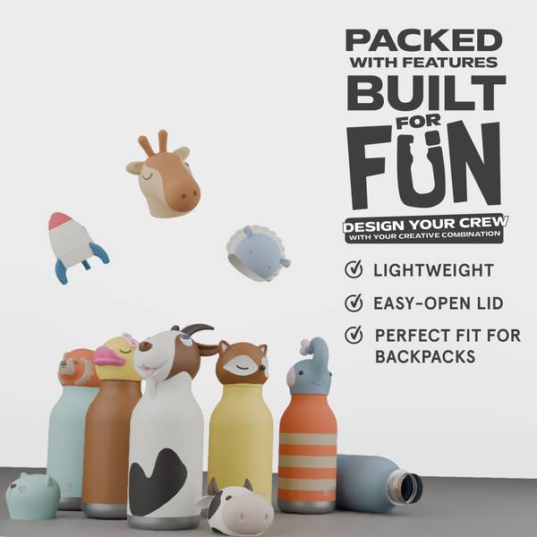 Kindertrinkflasche BESTIE Braunbär Braun - Metall - 8 x 20 x 8 cm