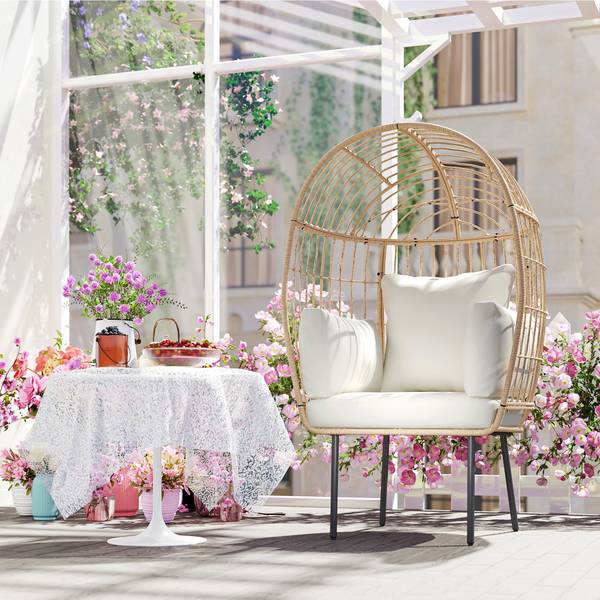 Rattansessel 867-261V00BG Beige - Polyethylen - 80 x 155 x 95 cm