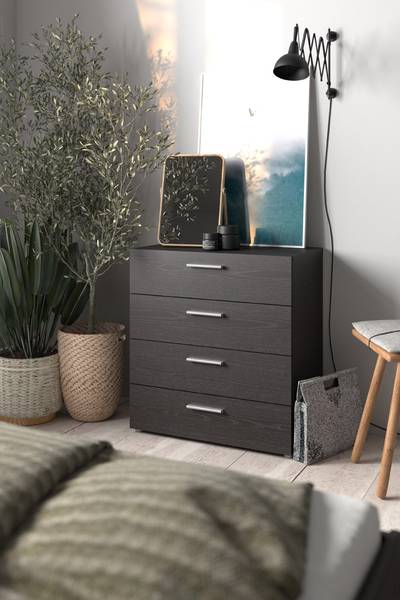 Commode Petra Noir - En partie en bois massif - 81 x 69 x 41 cm