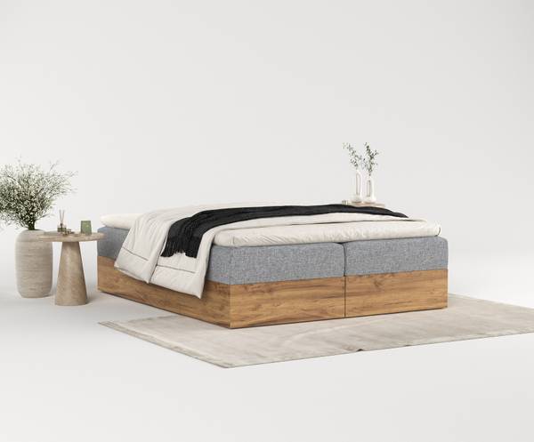 Boxspringbett Faro Grau - Liegefläche Breite: 180 cm