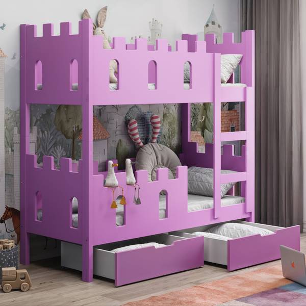 Stapelbed met matrassen Castelo roze