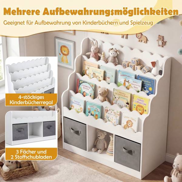 Kinderregal FB32634IT Weiß - Holzwerkstoff - 30 x 92 x 90 cm