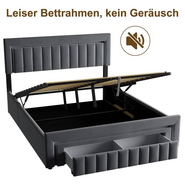 Bettgestell ZY-017 Grau - Holzwerkstoff - 160 x 98 x 208 cm