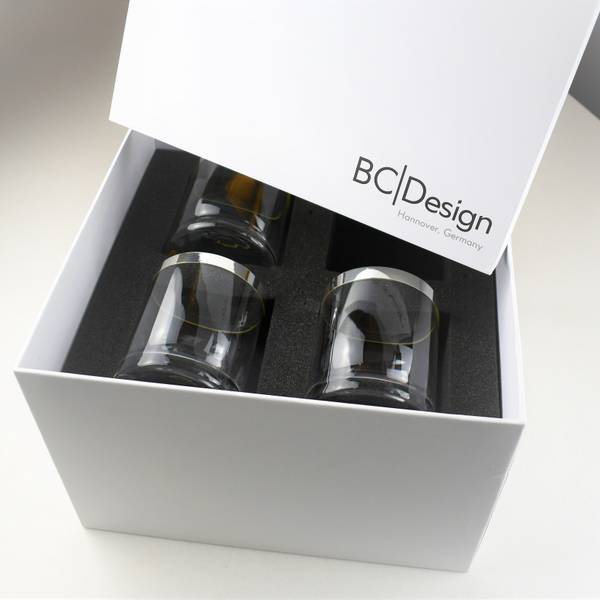 WHISKY GLAS SET MIT FEINSILBERRAND Glas - 8 x 8 x 8 cm