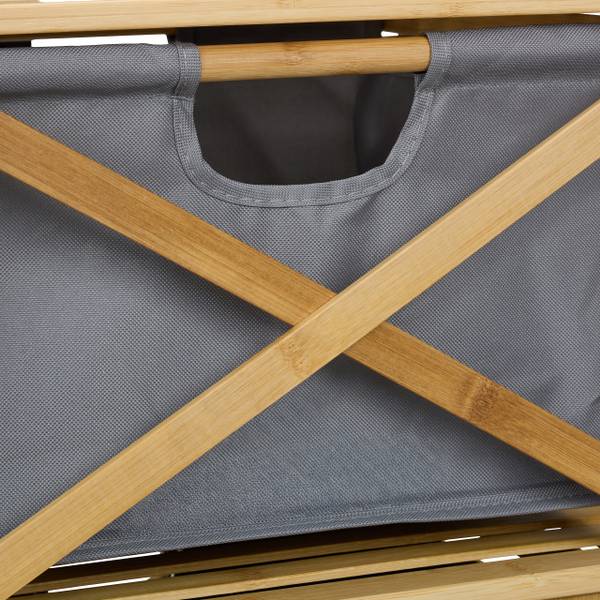 Wäschekorb mit Stoffschublade Braun - Grau - Silber - Polyester - 40 x 95 x 33 cm