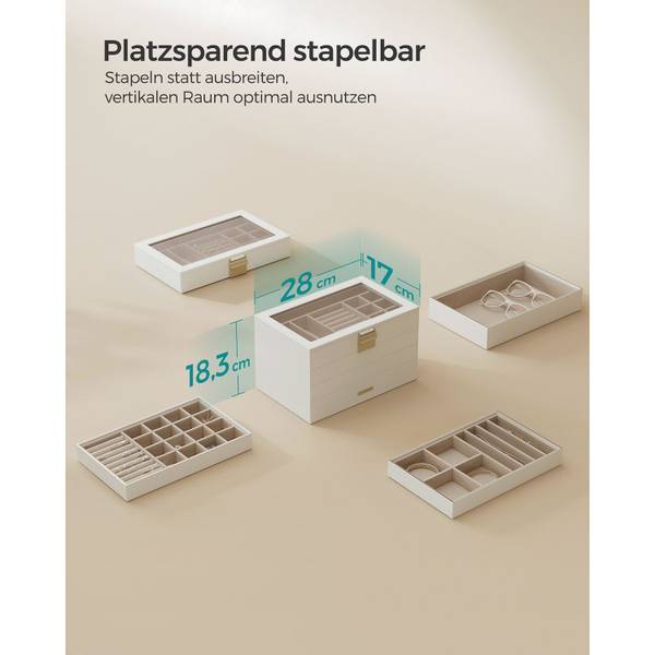 Schmuckkästchen Mogadishu Parachinar Weiß - Holzwerkstoff - 28 x 19 x 17 cm
