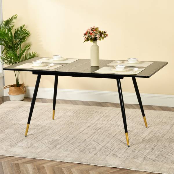 Esstisch WHALEN DK BG Schwarz - Gold - Holzwerkstoff - 80 x 75 x 160 cm
