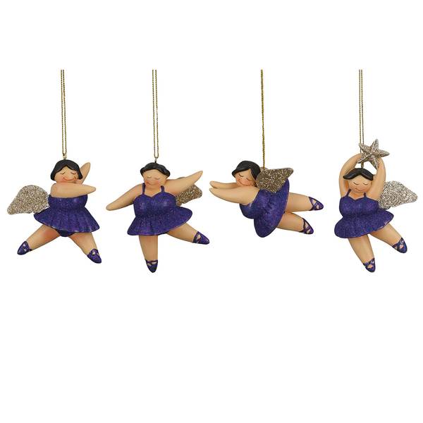 Baumschmuck Engel Betty Lila 4er Set Violett - Kunststoff - 8 x 10 x 8 cm