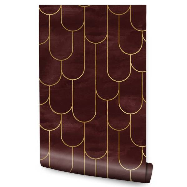 Papier Peint MOTIFS Style Art Déco Beige - Marron - Polaire - 53 x 1000 x 1000 cm