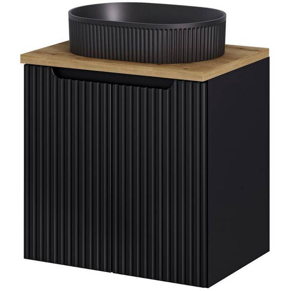 Waschbeckenunterschrank Skelbolu Schwarz - Eiche Dekor