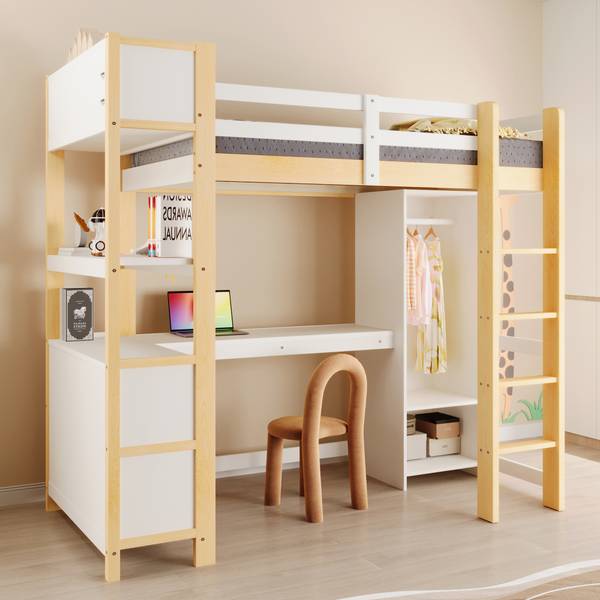 Hochbett Yaman Holz - Weiß
