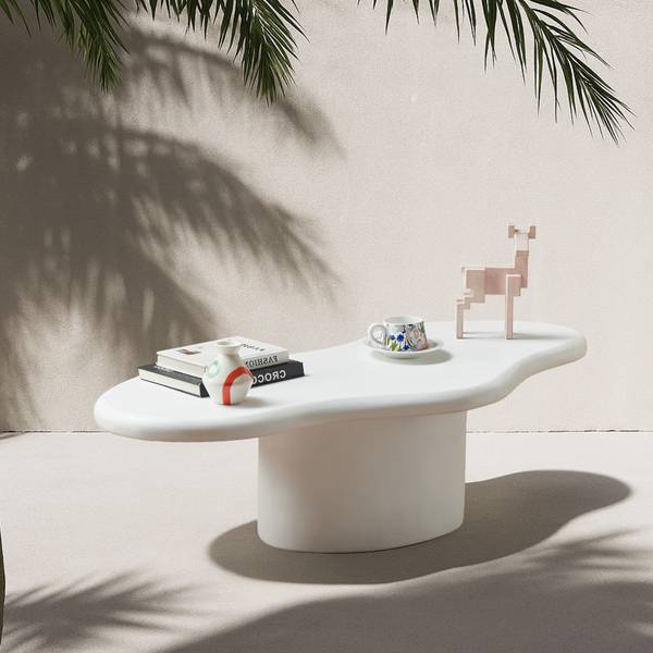 Couchtisch TORNIO Weiß - Stein - 129 x 11 x 59 cm