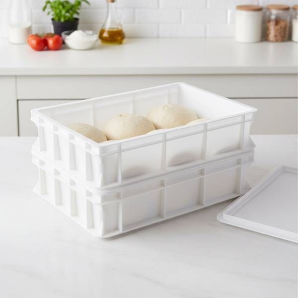 Pizzaballenbox met deksel, 2-delig groen - wit - polypropeen - 40 x 7 x 30 cm